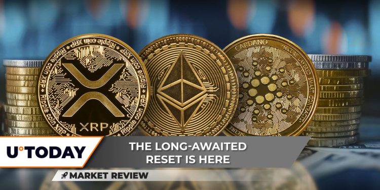 Will XRP Reversal Start After Volume ‘Reset?’ Ethereum (ETH) in Awful State, Cardano (ADA) Hits Gas Pedal at $0.45