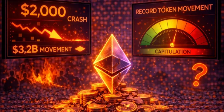 Ethereum Crash Below $2,000 Triggers Record Token Movement: Hinting At Capitulation