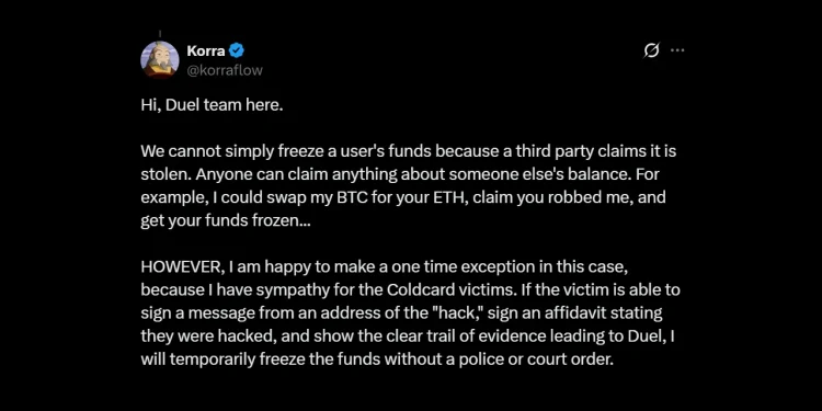 Galaxy Digital and Duel Casino Clash Over 230 ETH Linked to Coldcard Exploit